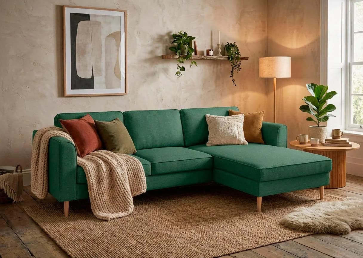 Ecksofa im Landhausstil, Dunkelgrün