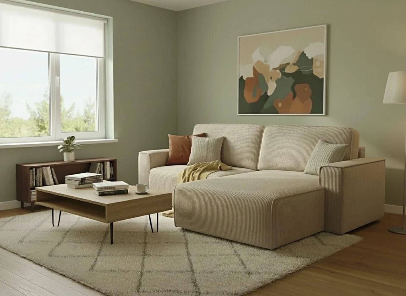Ecksofa in beige und cream, Landhausstil