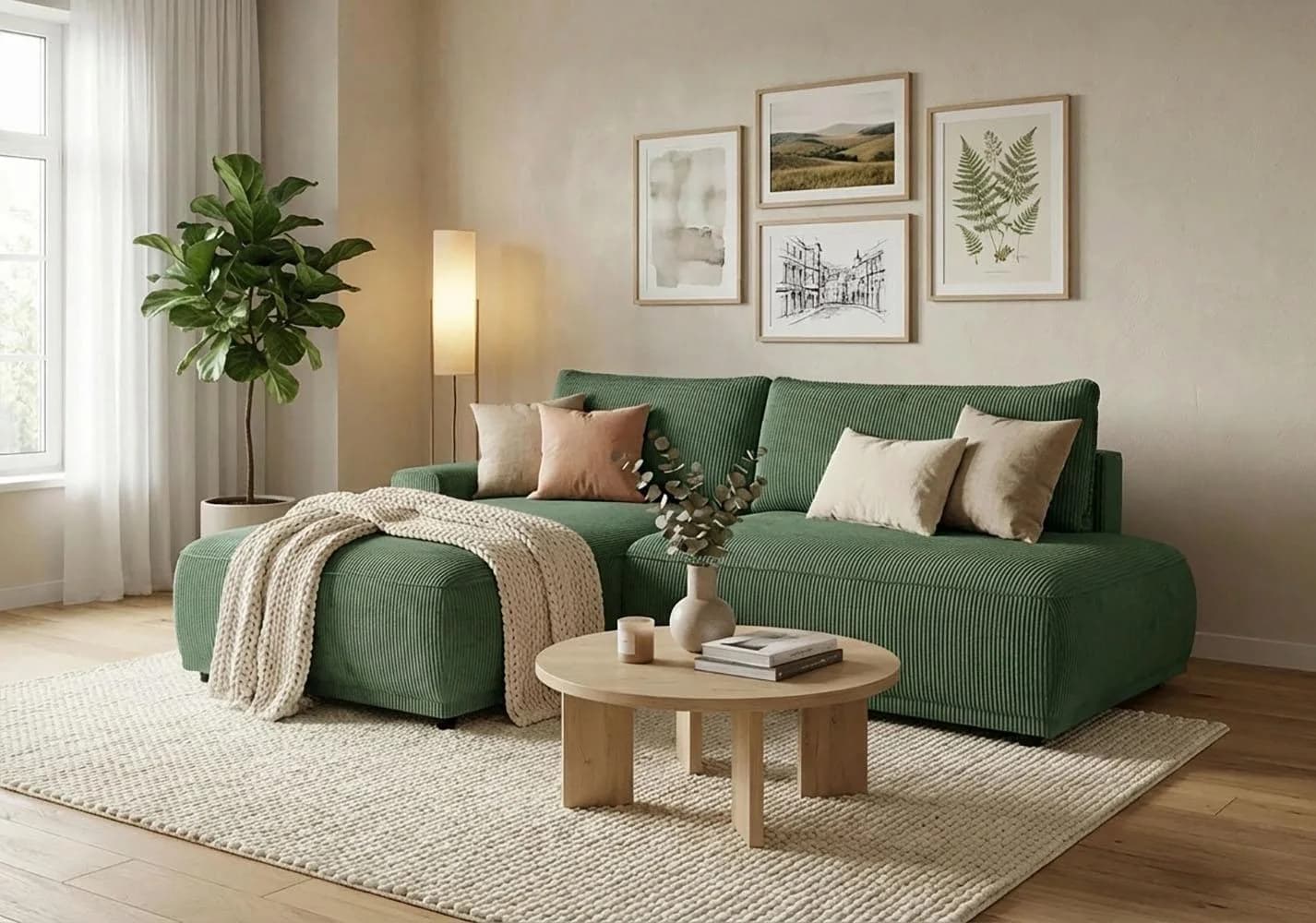 Ecksofa Fordon II mit Bettkasten und Schlaffunktion in Dunkelgrün