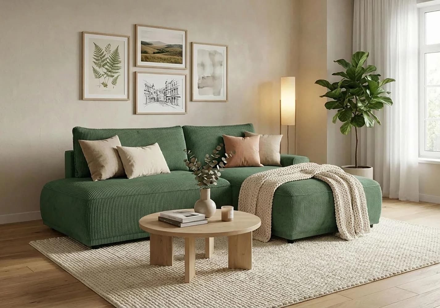 Trendmanufaktur Ecksofa Fordon II Dunkelgrün mit Bettkasten