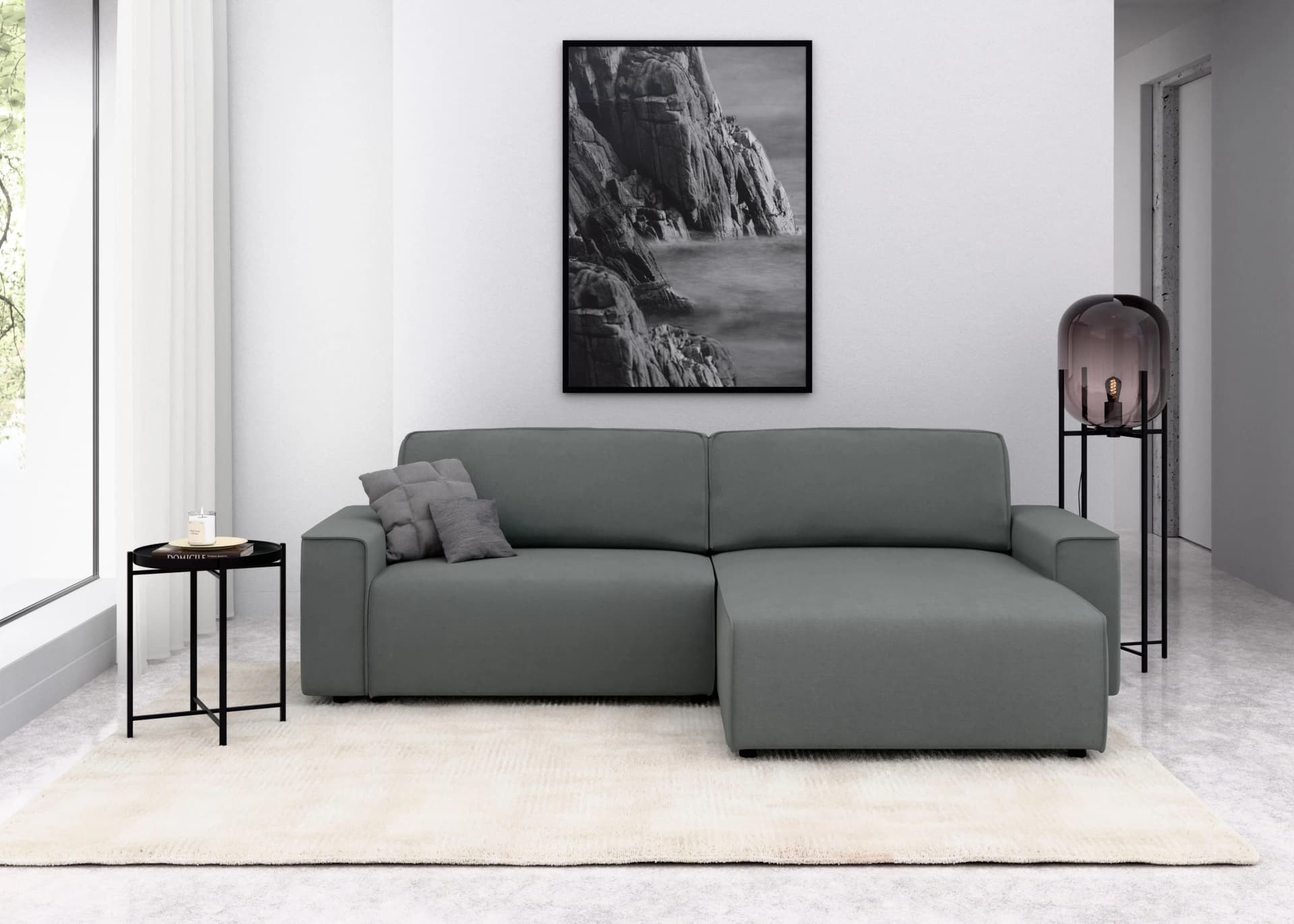 Home Affaire Ecksofa Chance Grau mit Schlaffunktion und Bettkasten