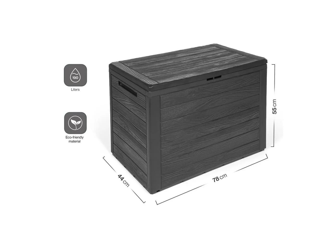 Kreher Kissenbox 'Wood' Holz Optik Anthrazit Aufbewahrungsbox