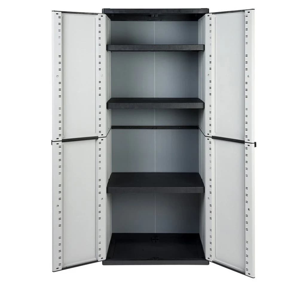 Kreher Mehrzweckschrank Kunststoffschrank J-Line 3 Böden Schwarz/Grau