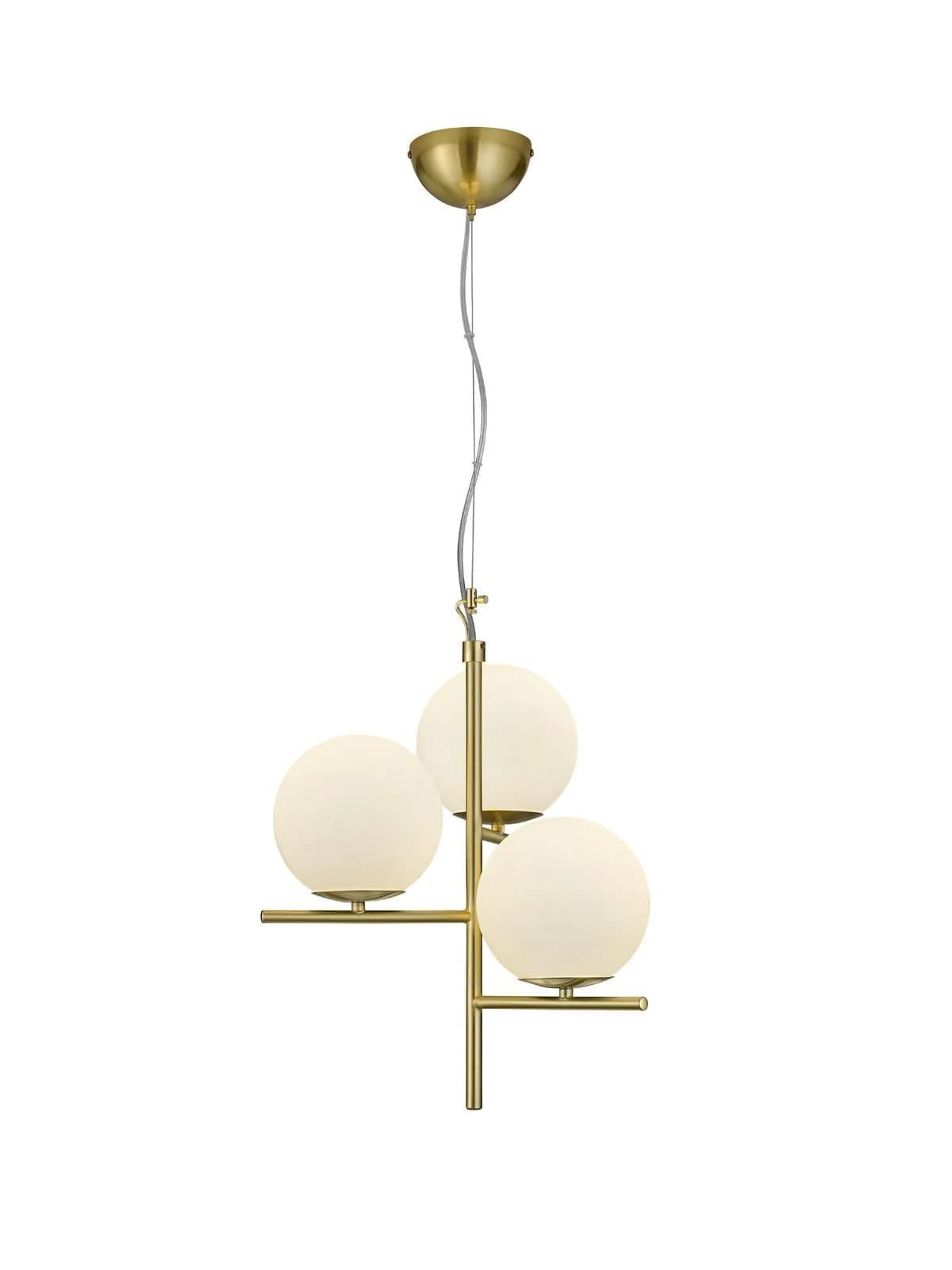 TRIO LEUCHTEN Pendelleuchte Pure Weiß Messing 3-fach E14