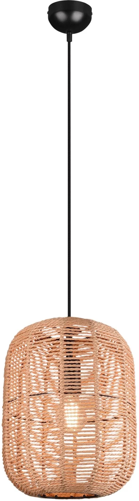 TRIO Leuchten Pendelleuchte RUNA 35 cm Sisal Schwarz