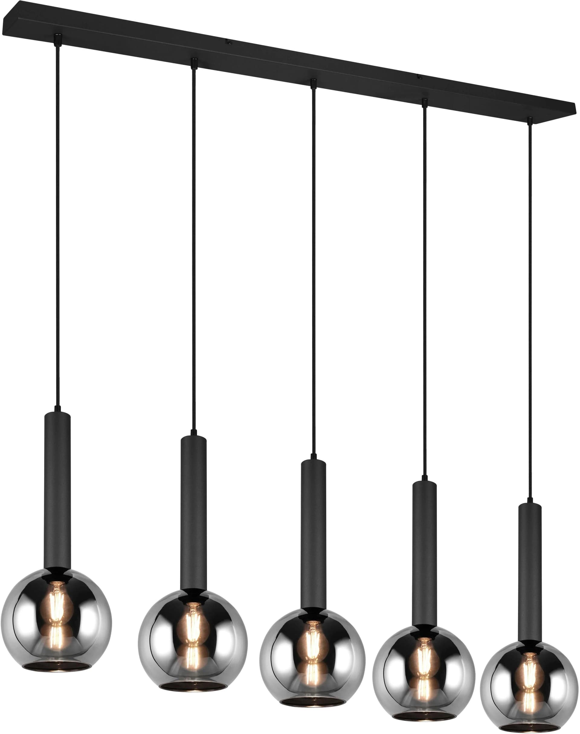 Trio Pendelleuchte Clayton 5-flammig Schwarz Matt Metall