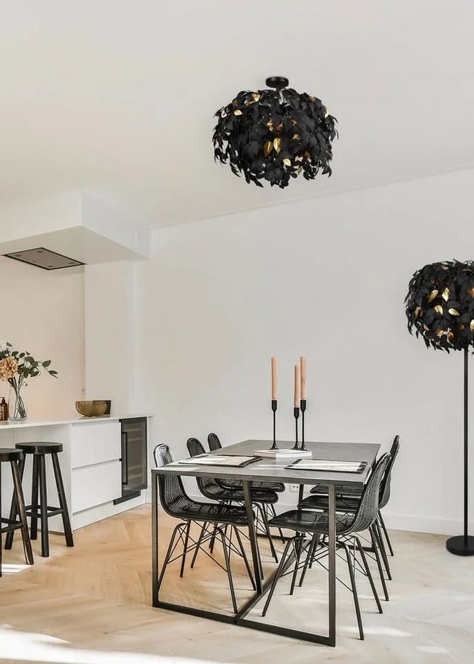 REALITY LEUCHTEN Deckenleuchte Leavy Schwarz Gold Blatt Design