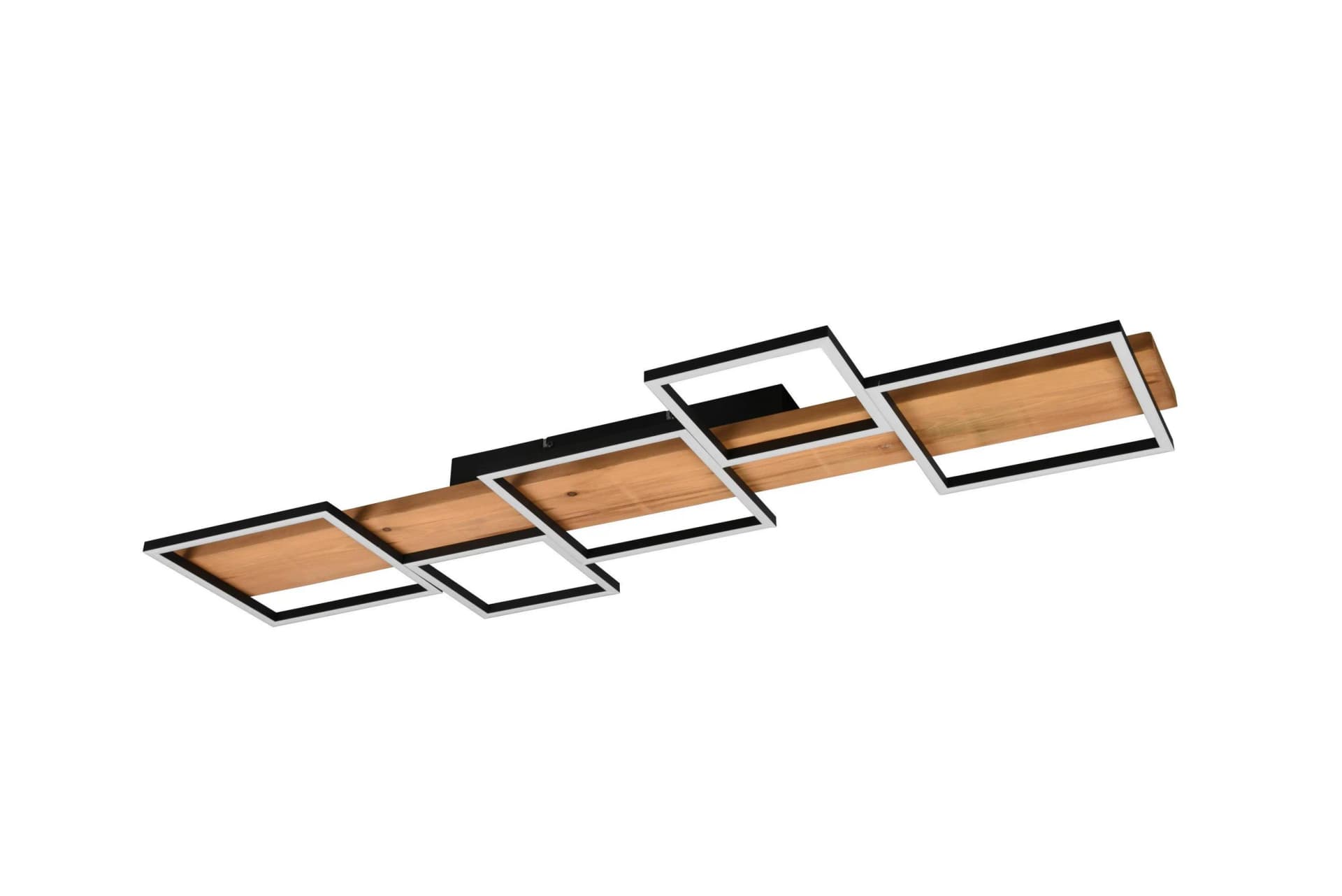 TRIO LEUCHTEN LED Deckenleuchte Harper Schwarz Matt Holz Metall