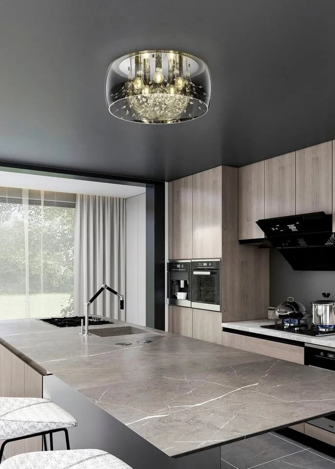 TRIO LEUCHTEN Crystel Deckenleuchte Grau Chrom 5x E14