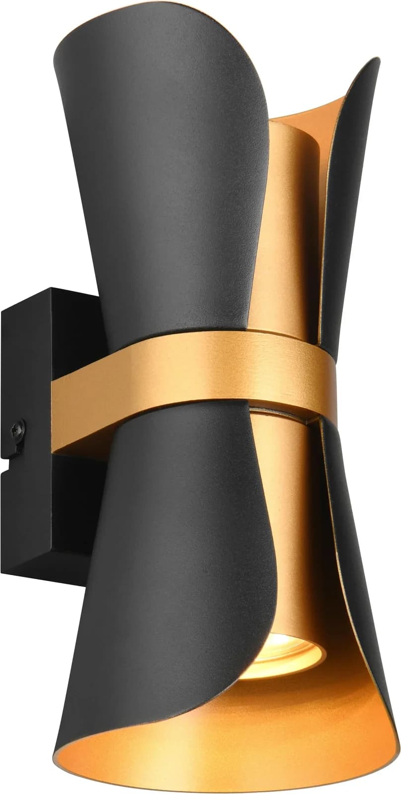 Trio Leuchten Wandleuchte COAT Schwarz Matt Gold Up-and-Down