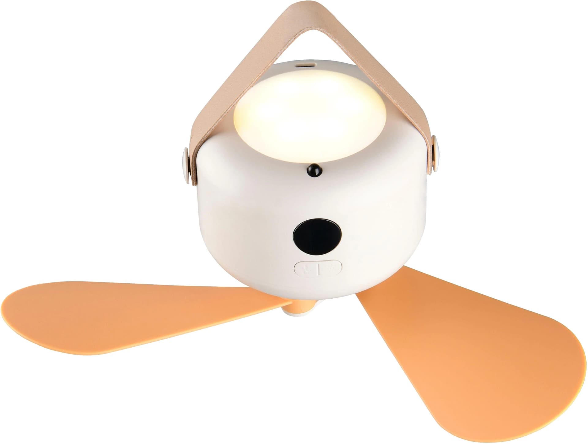 REALITY LED Deckenventilator RENA mit Licht, Akku, USB-C, Ø 27cm, Weiß/Braun