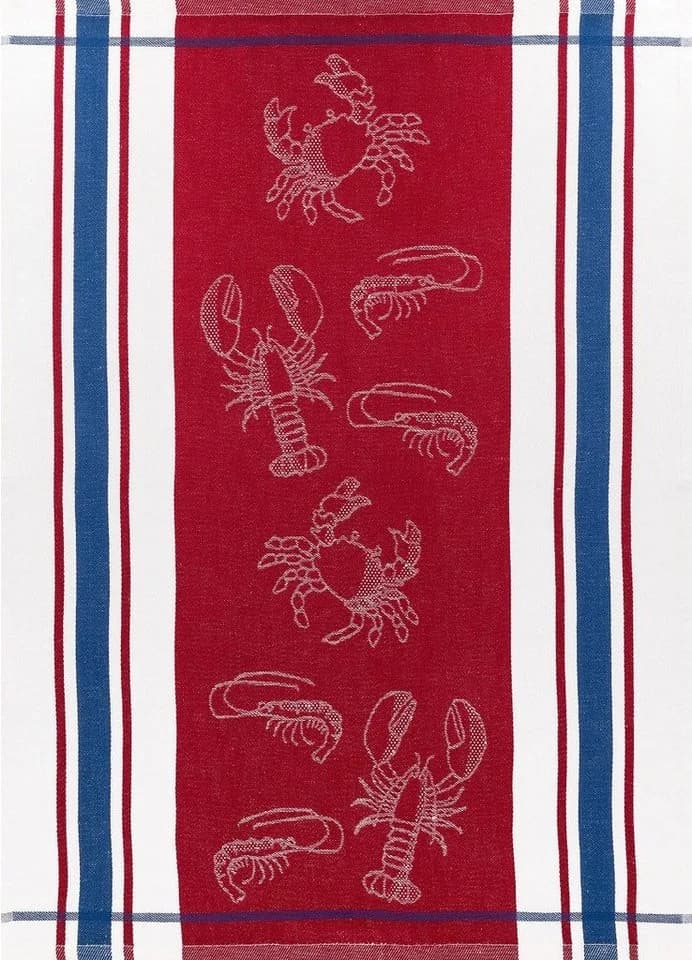 Kracht Geschirrtuch Seafood 3er Pack Halbleinen Jacquard Rot