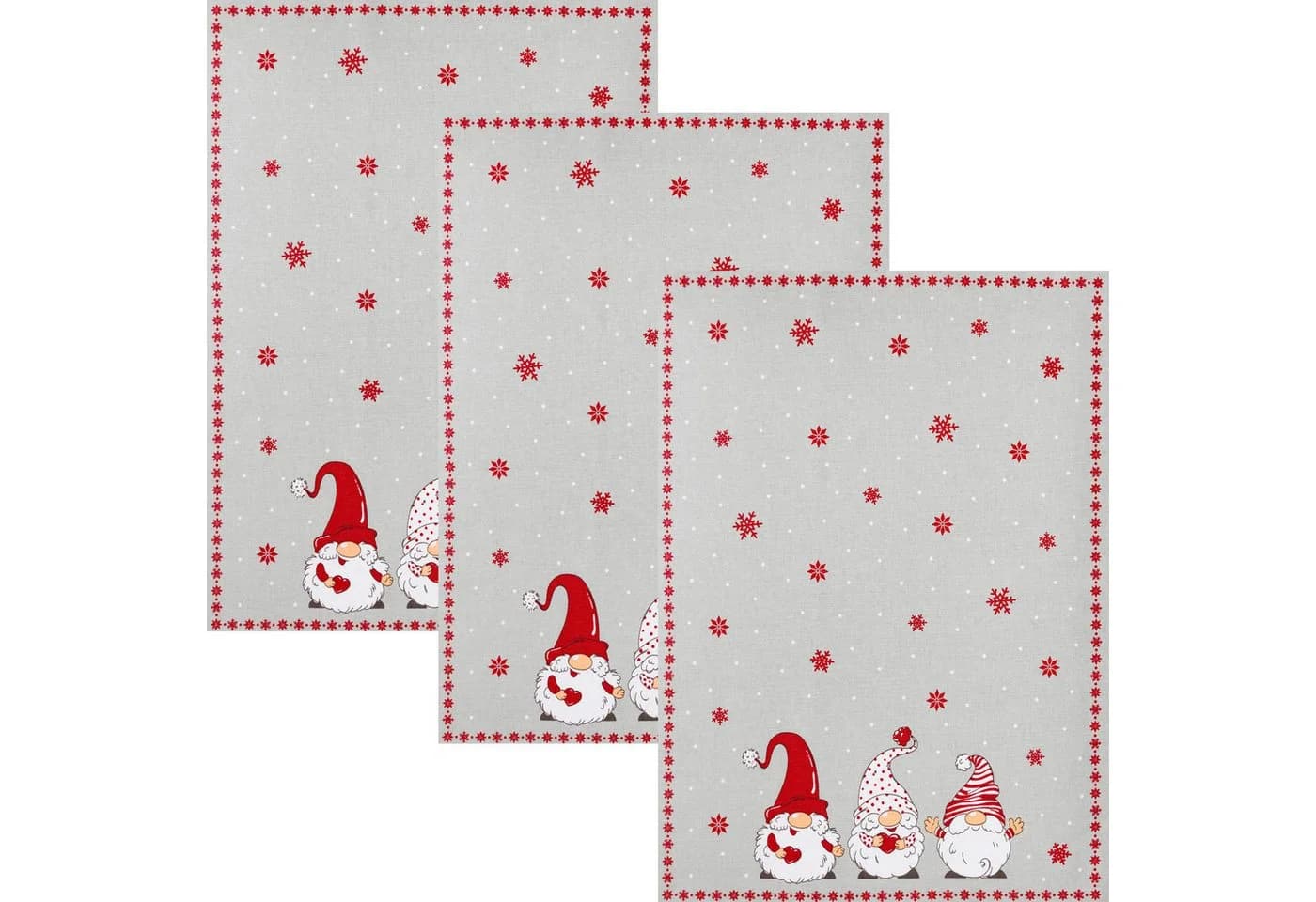 Kracht Geschirrtuch "Winterwichtel" 3er-Pack Halbleinen Motiv