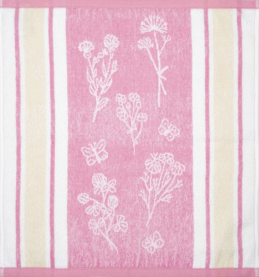 Kracht Geschirrtuch Wildblumen 3er Pack Frottee Rosa