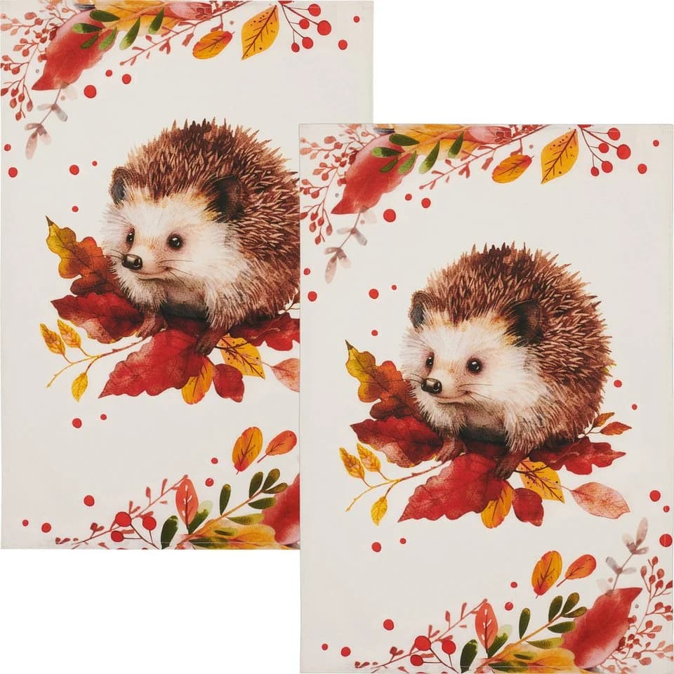 Kracht Geschirrtuch Igel 2er-Pack Baumwolle Motiv