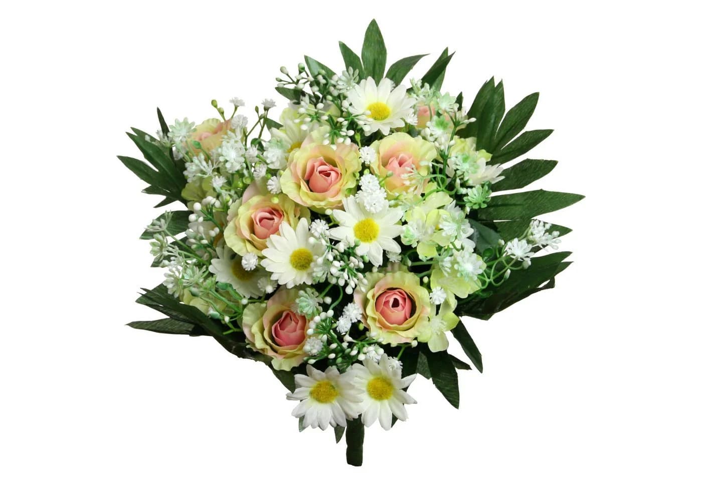 Kunstblumenstrauß Rose-Margerite 37cm Gelb-Rosa, Floratexx GmbH