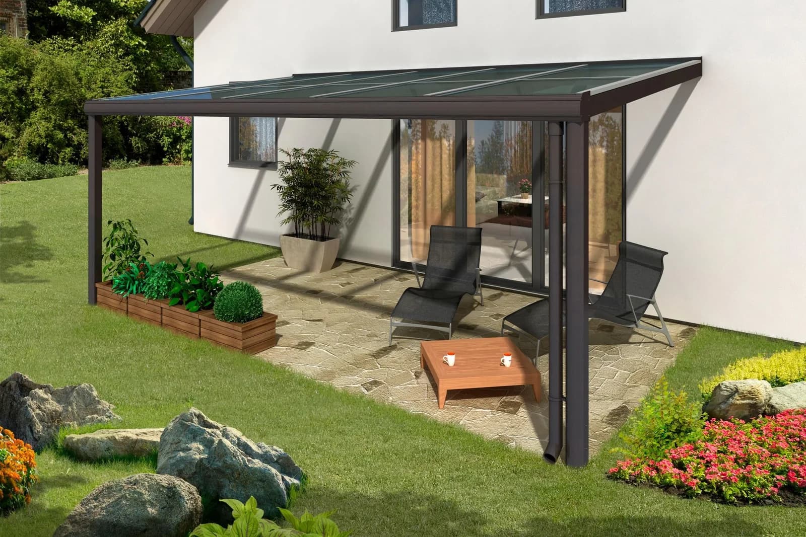Terrassendach SKANHOLZ Modena Anthrazit Aluminium 541 cm