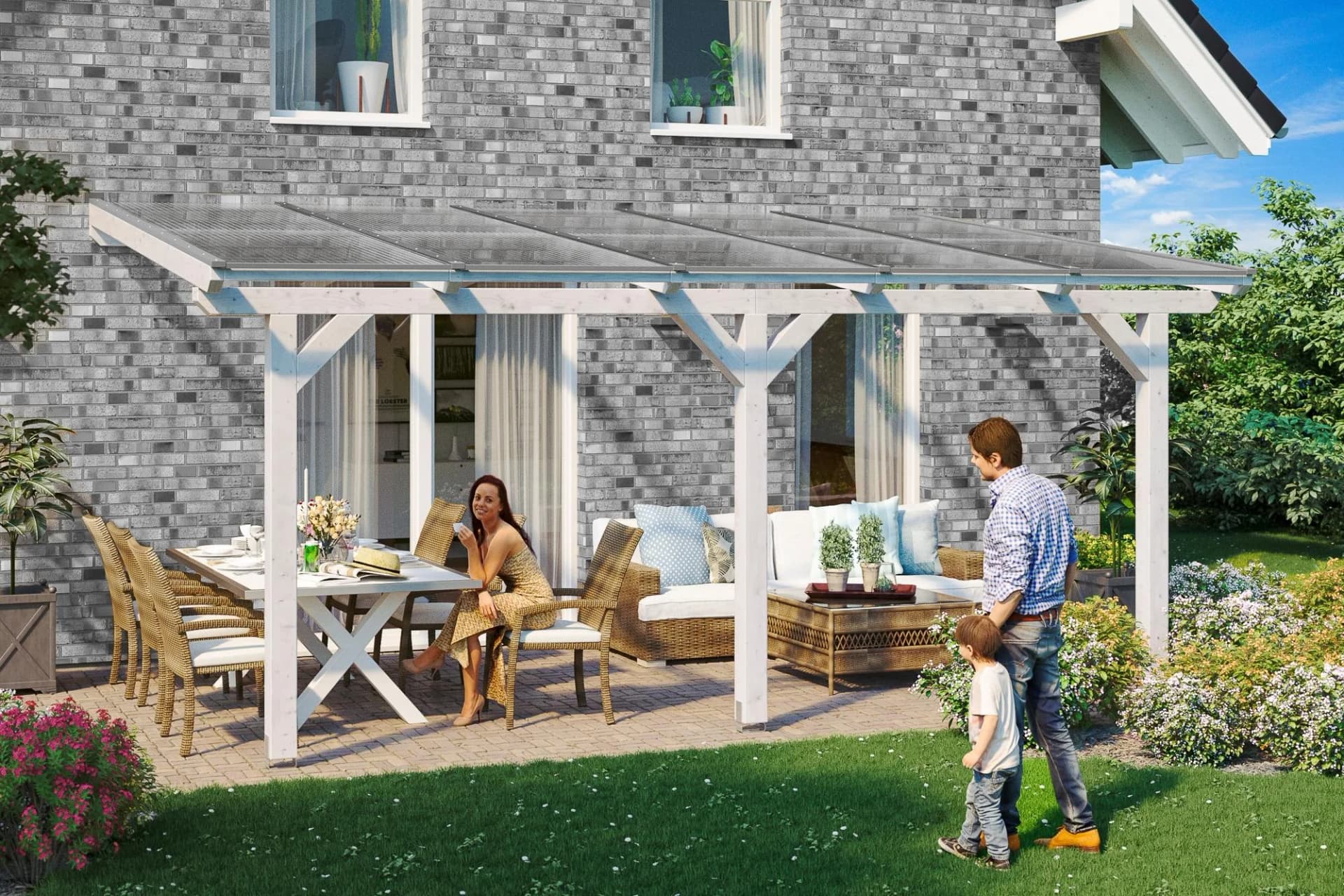 SKANHOLZ Terrassenüberdachung Bormio Weiß Polycarbonat