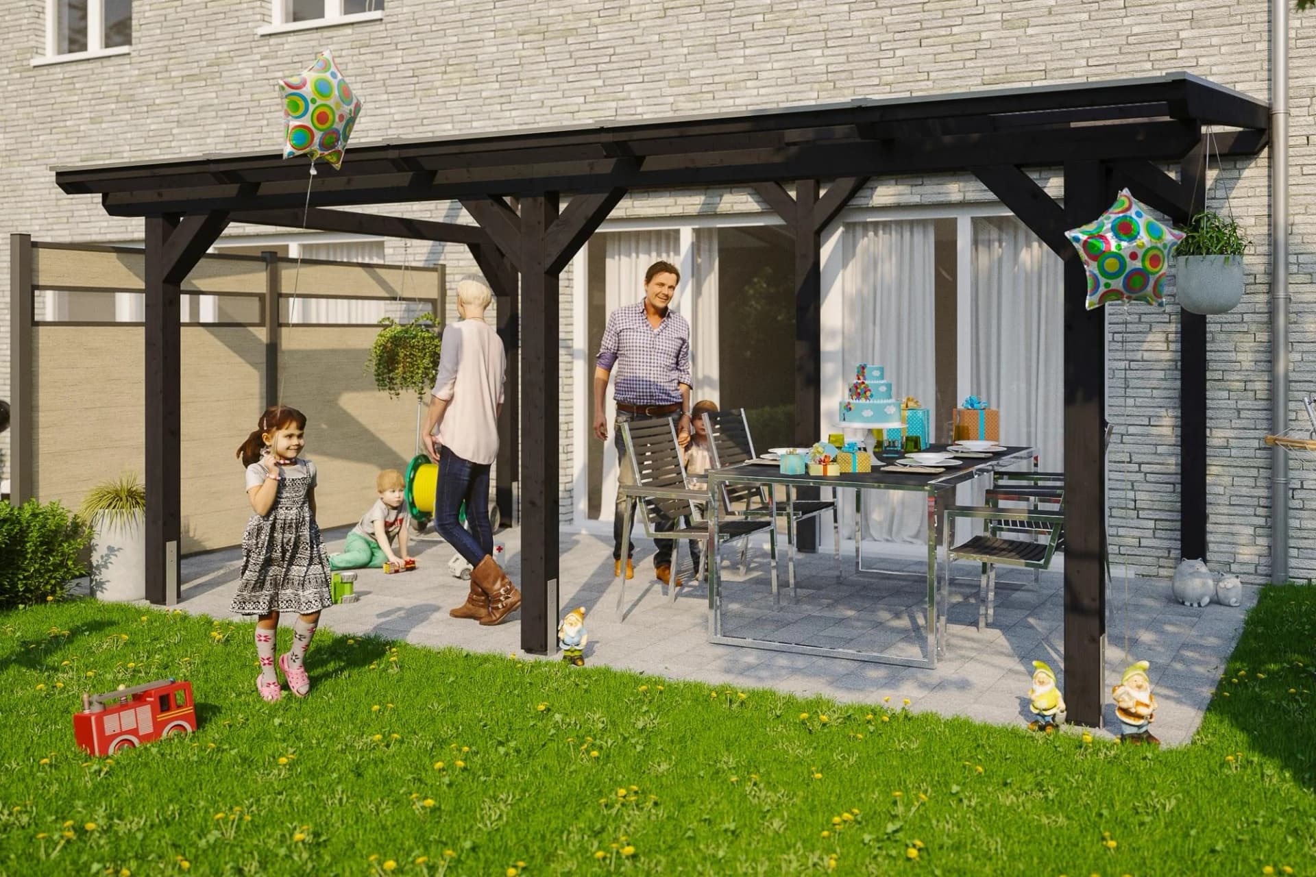 SKANHOLZ Terrassenüberdachung Siena Anthrazit 541x300 cm Polycarbonat