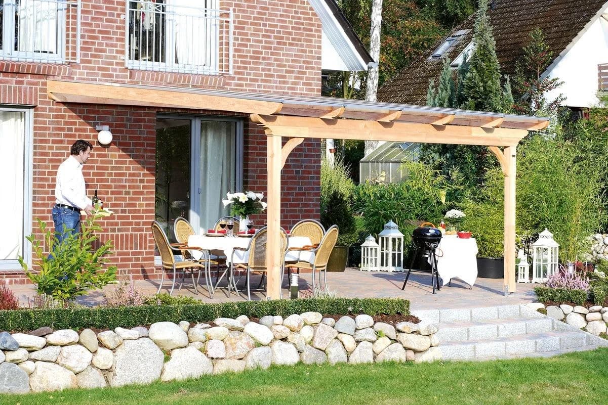 Terrassendach SKANHOLZ Ravenna Natur Polycarbonat Terrassenüberdachung