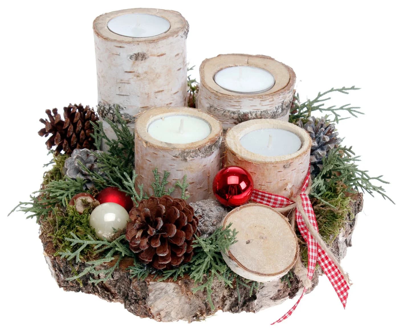 CreaFlor Home Teelicht Adventsdeko Handarbeit Natur Adventskranz