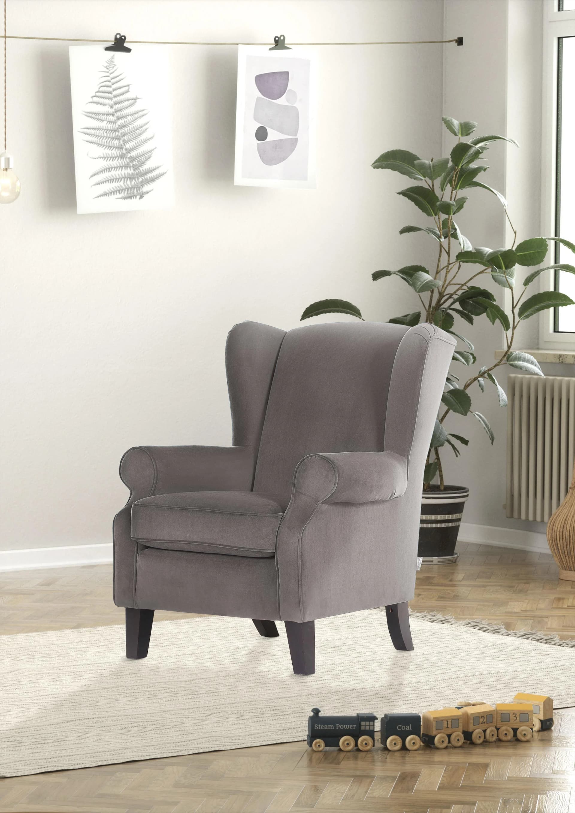 Ohrensessel GUTMANN FACTORY Grau Polyester Sessel