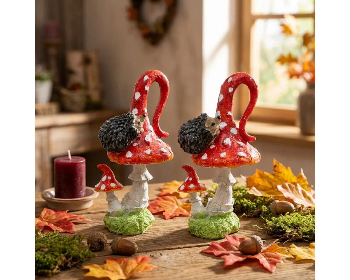 Florists Products Fliegenpilz Igel Deko Herbst Rot Glitzer 14cm 2St