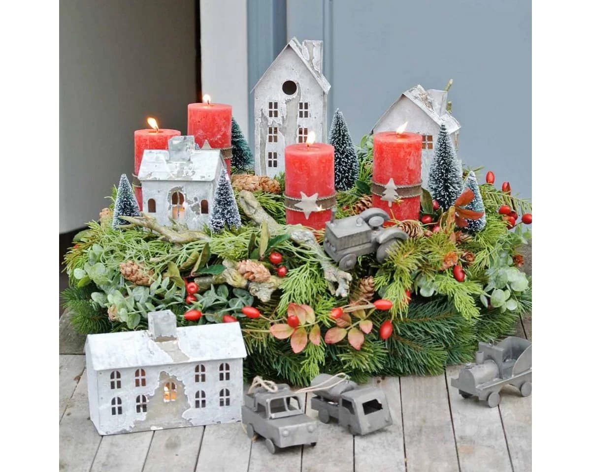 Florists Products Windlicht Haus Metall Shabby Chic Weiß Rost Vintage