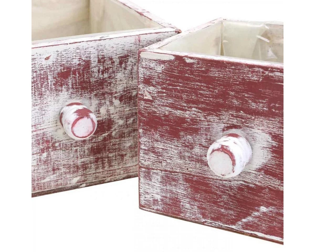 Viana Dekokorb 2er-Set Shabby Chic Pflanzkasten Rot-Weiß