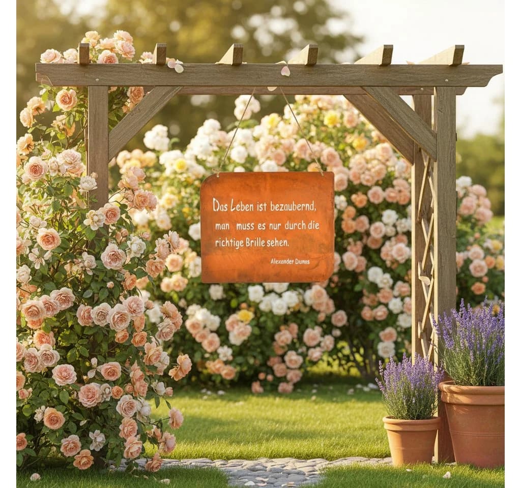 Viana Metallschild mit Spruch Garten Deko Wand Schild Rustikal Braun