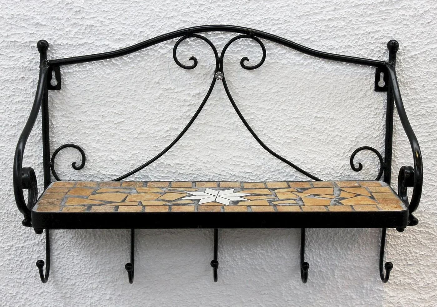 DanDiBo Wandregal Merano Mosaik Schwarz Metall mit 5 Haken