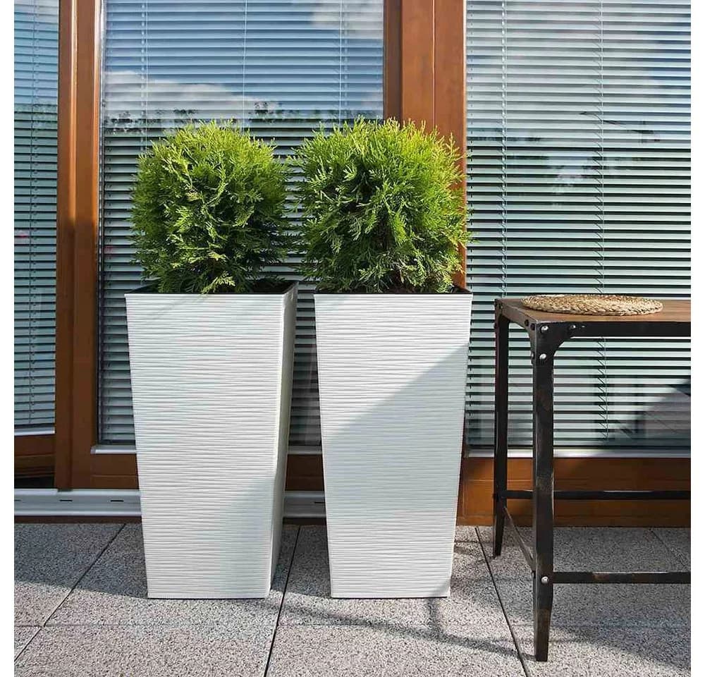 Siena Garden Pflanzkübel weiß Rillenoptik eckig