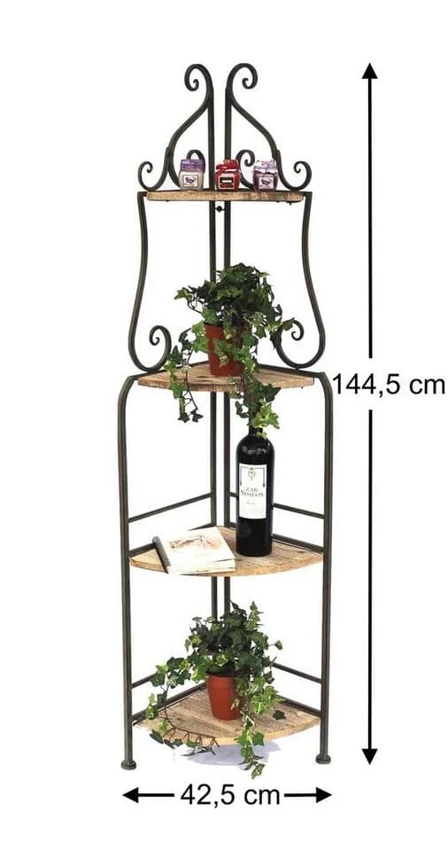 DanDiBo Eckregal Malega Grün/Natur Landhausstil Metall Holz