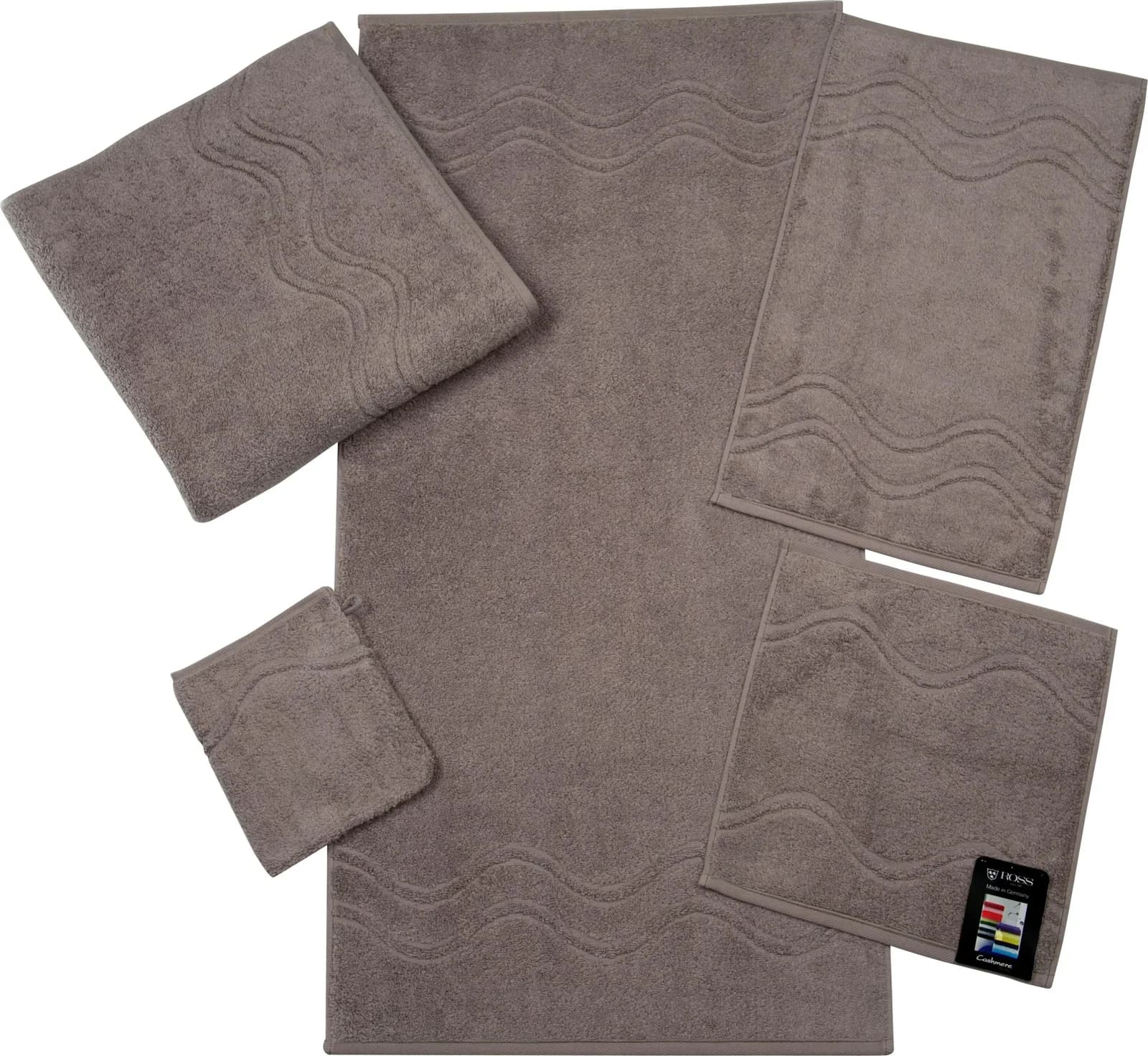 ROSS Cashmere Feeling Waschhandschuh Grau Frottier 100% Baumwolle