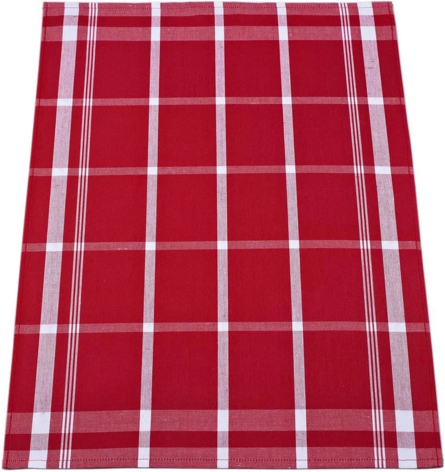 ROSS Exclusiv Geschirrtuch Set Rot Blockkaro 3-tlg.