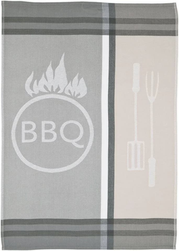 ROSS Geschirrtuch BBQ 3er-Set Grau Beige 100% Baumwolle