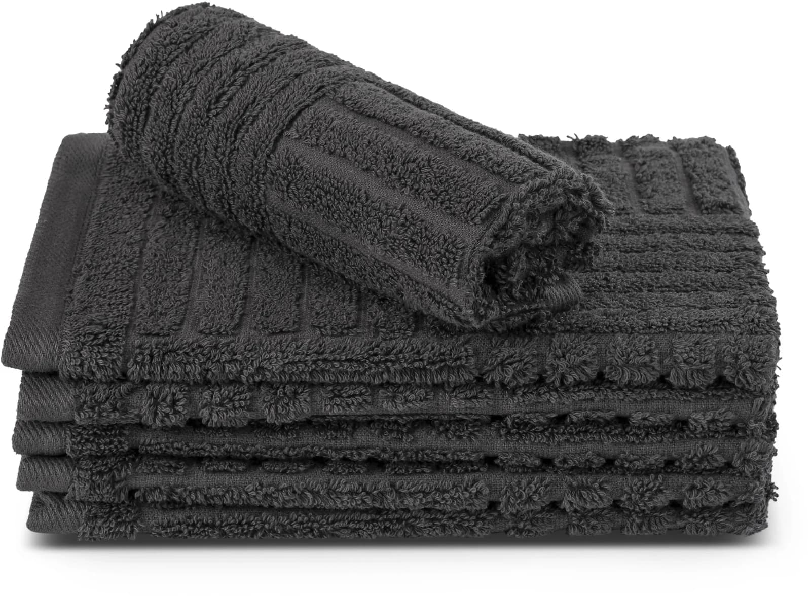 ROSS Waschhandschuh CARRE Anthrazit Frottier 100% Baumwolle