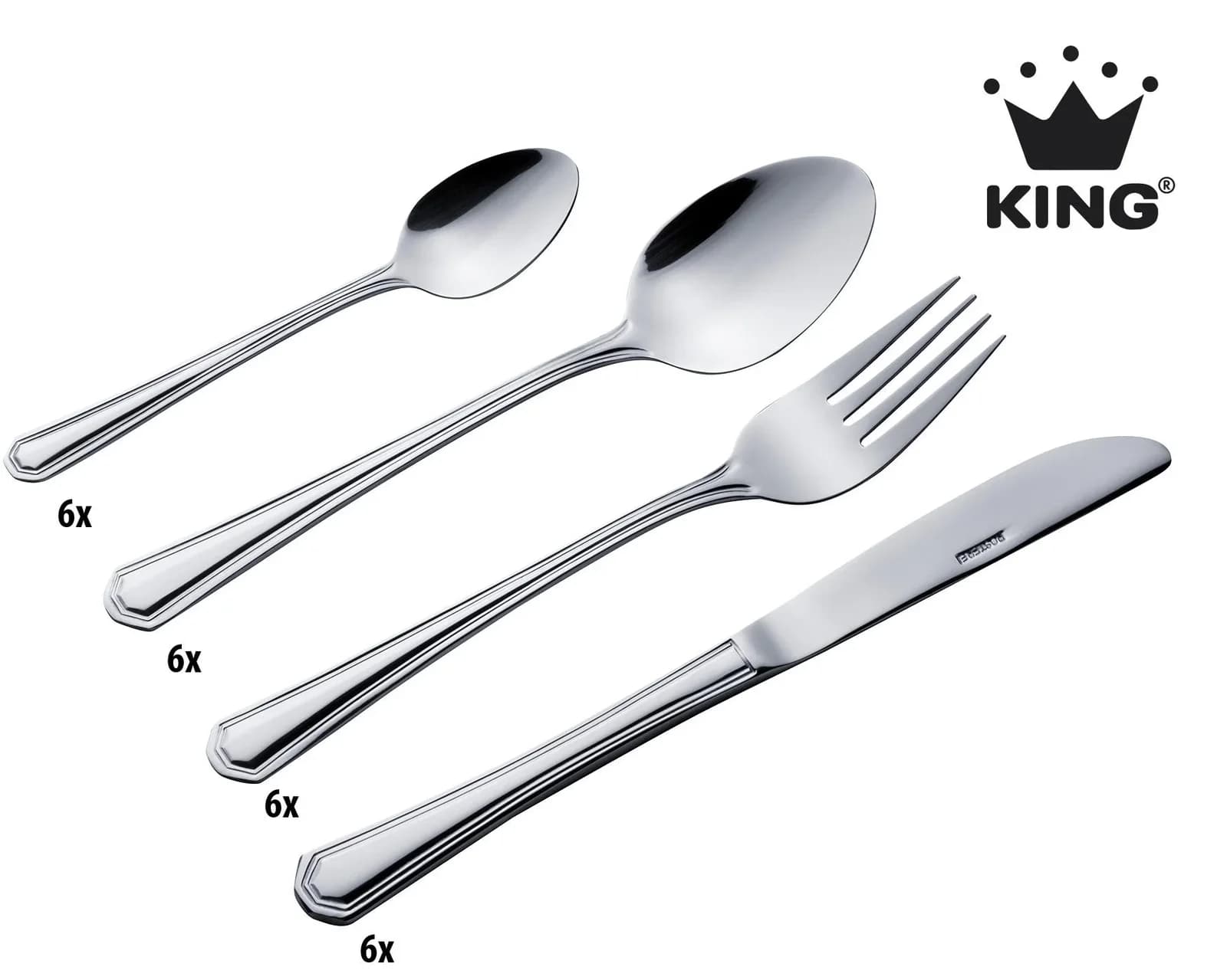 KING Besteck-Set Düsseldorf Edelstahl 24-tlg. Besteck im zeitlosen Design