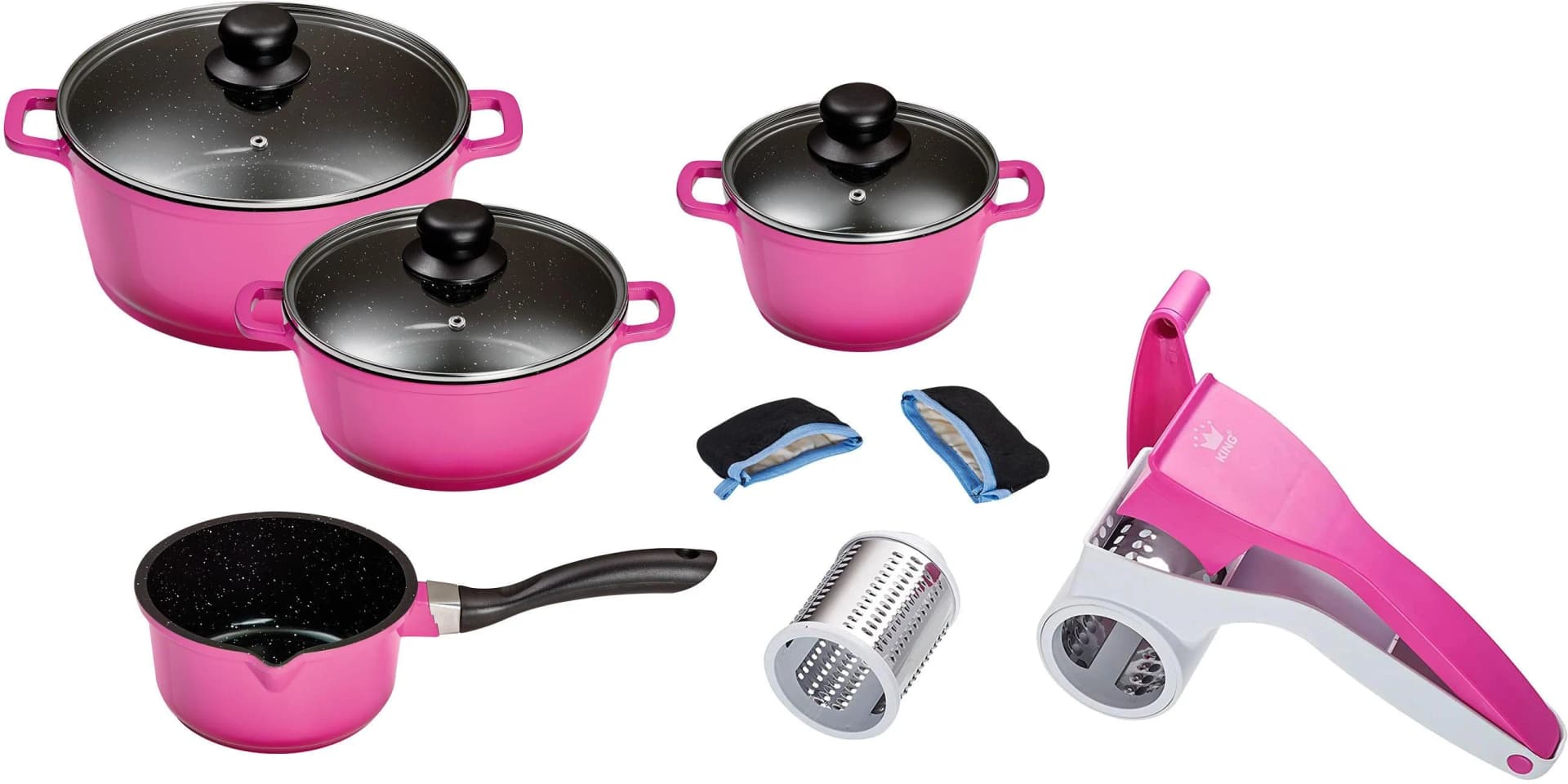 KING Kochtopfset Berry Pink 4-teilig Induktion