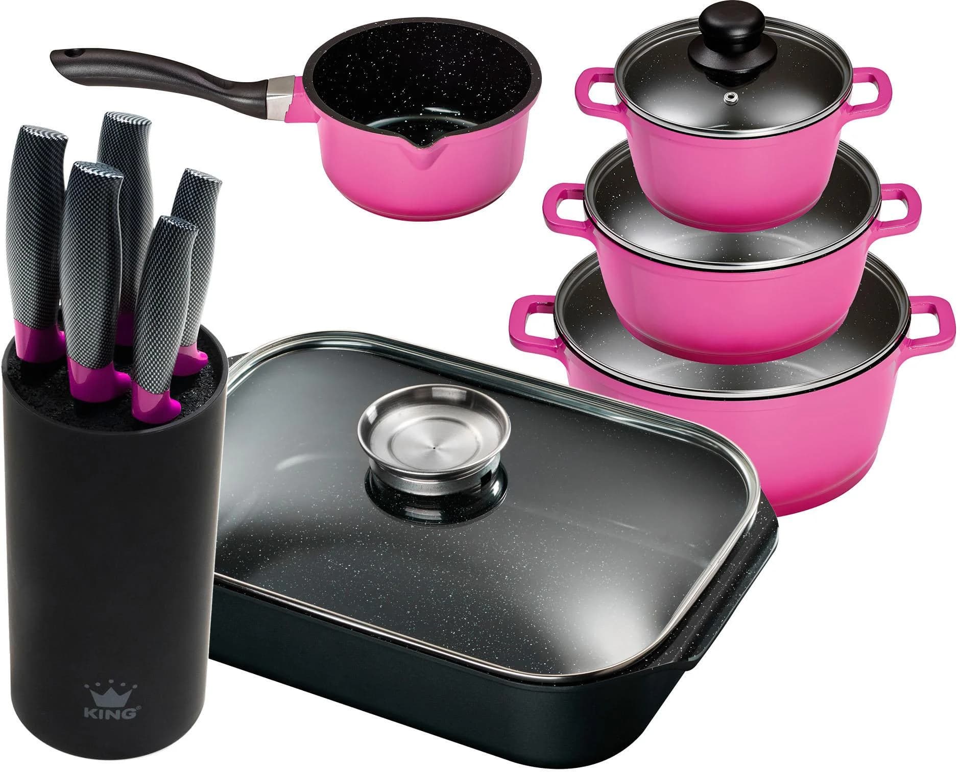 KING Kochtopfset 4-tlg. Violett Induktion Aluguss