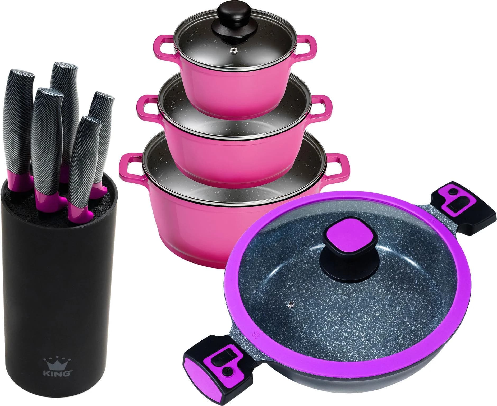 KING Kochtopfset Berry Lila Induktion 4-teilig