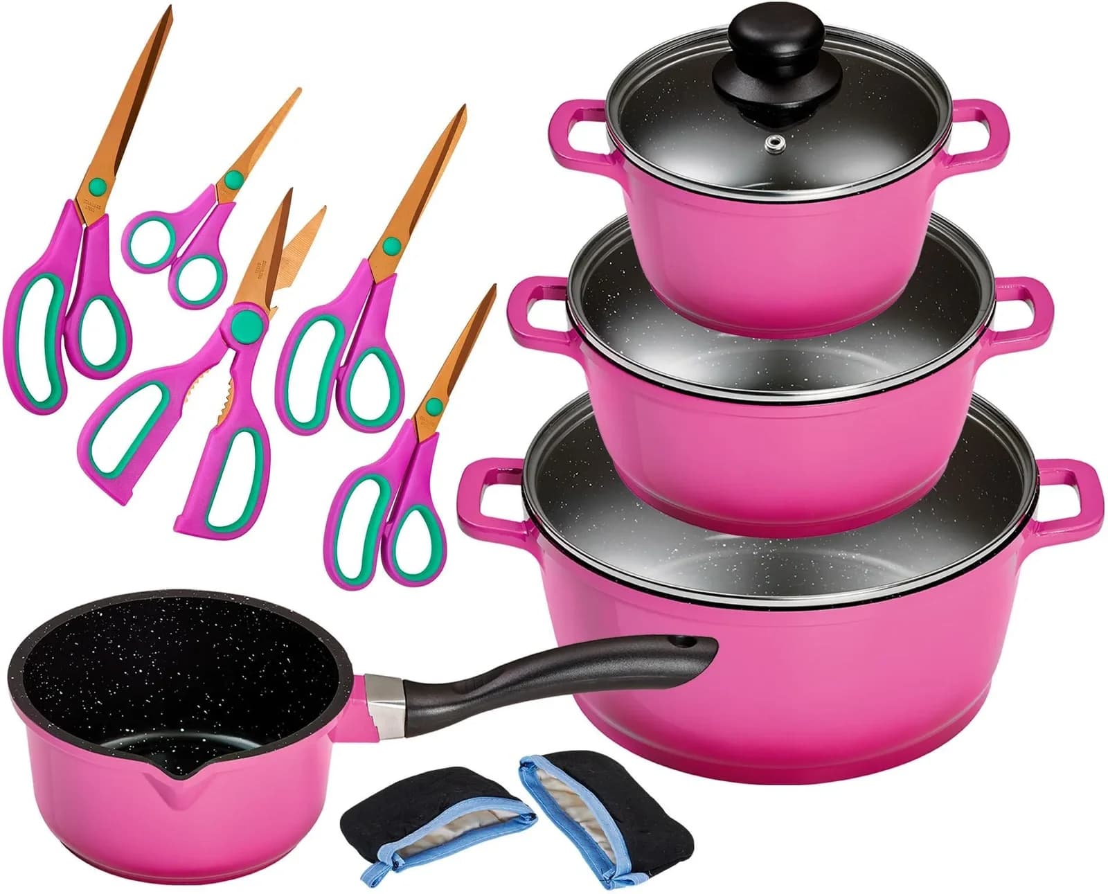 KING Topf-Set ALUGUSS Violett 4-teilig Induktion Keramik-Antihaft-Beschichtung