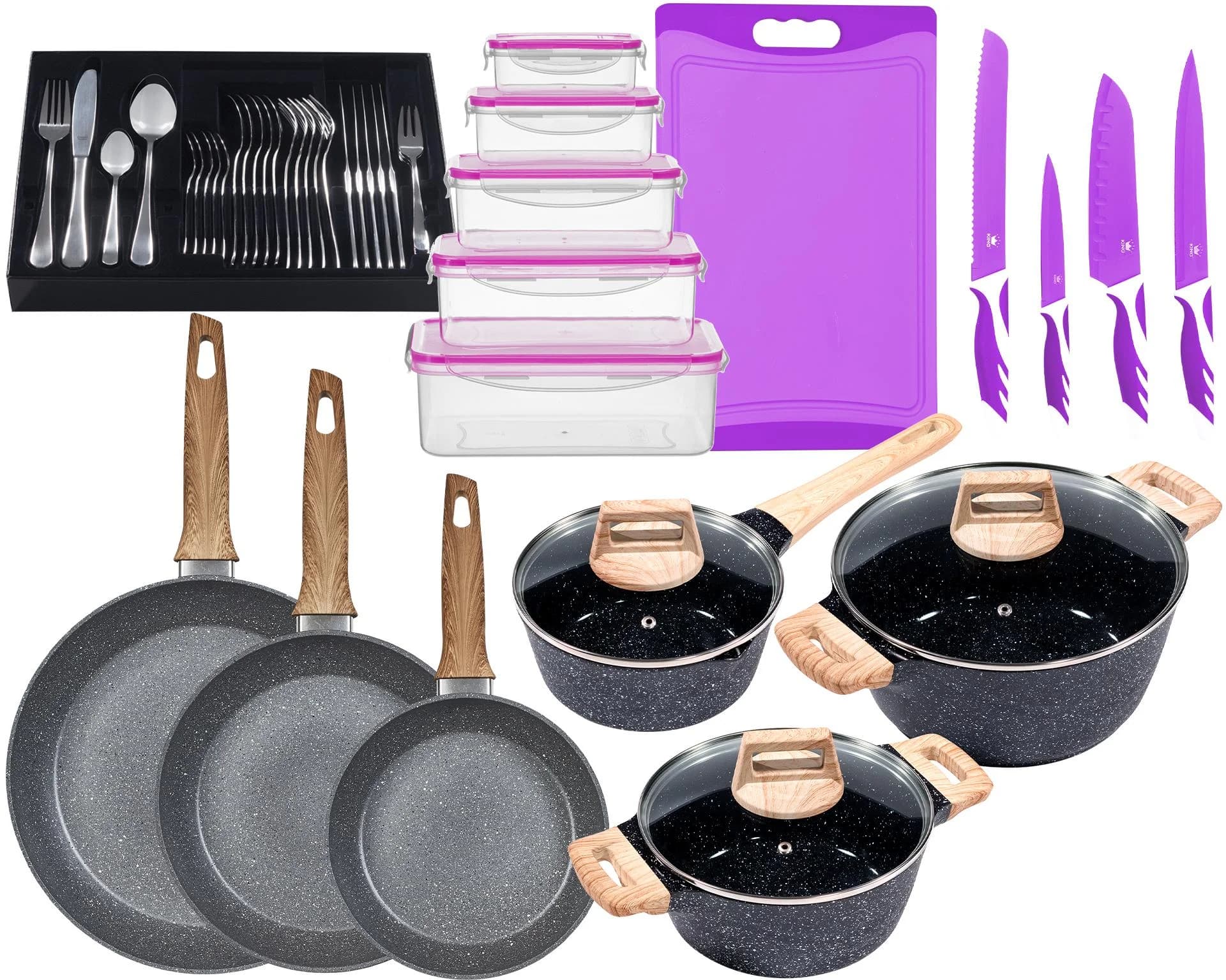 Topf-Set KING »ESSENTIAL« Aluminium Induktion Antihaftbeschichtung Violett 7,5 l