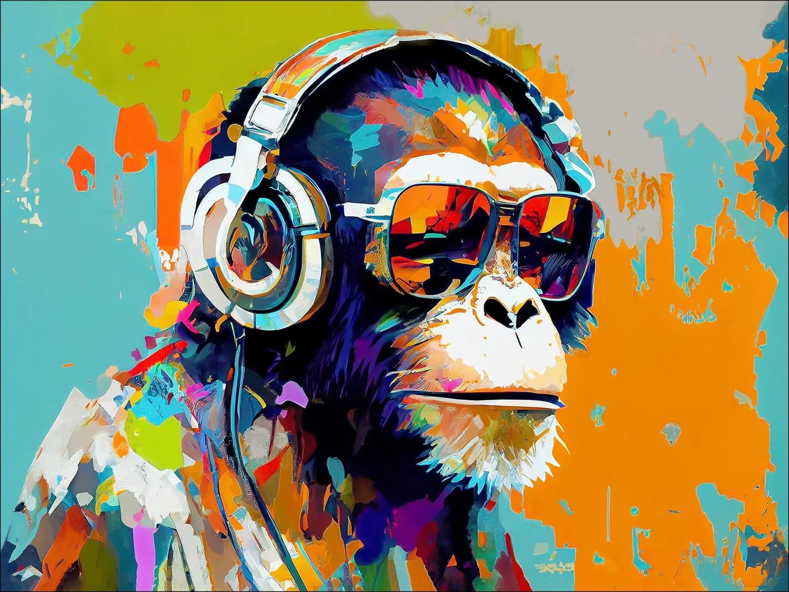 Pro Art Keilrahmenbild ANIMALS WITH HEADPHONES I Bunt