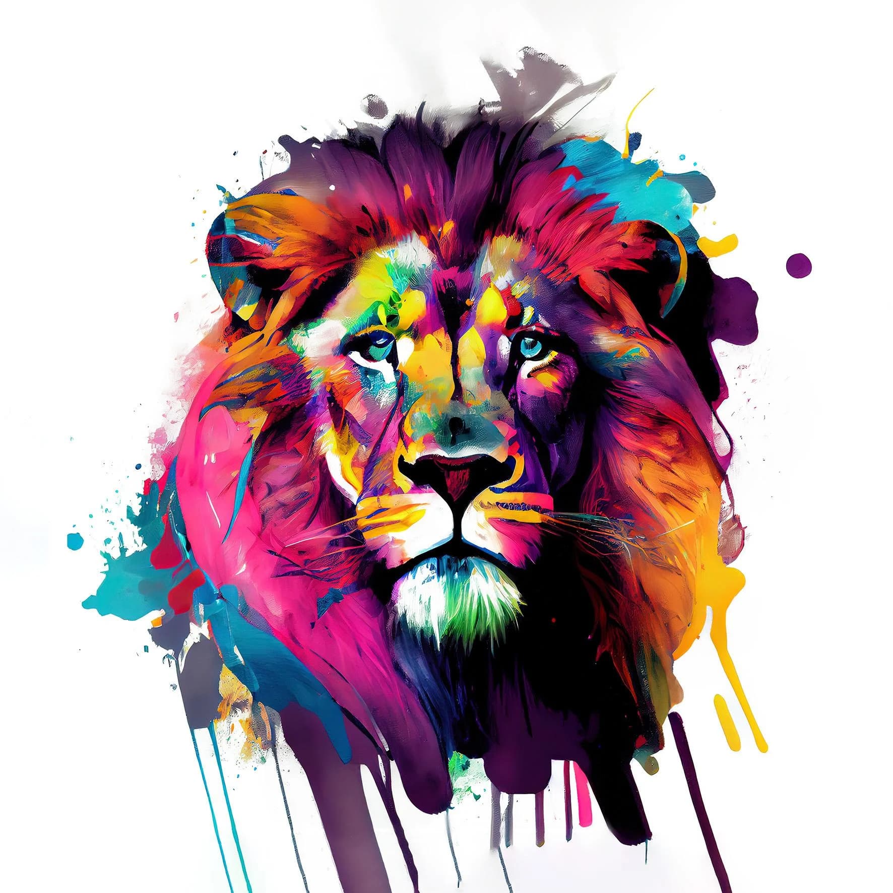 Keilrahmenbild COLORFUL LION HEAD IV Mehrfarbig Kunstdruck auf Spannrahmen