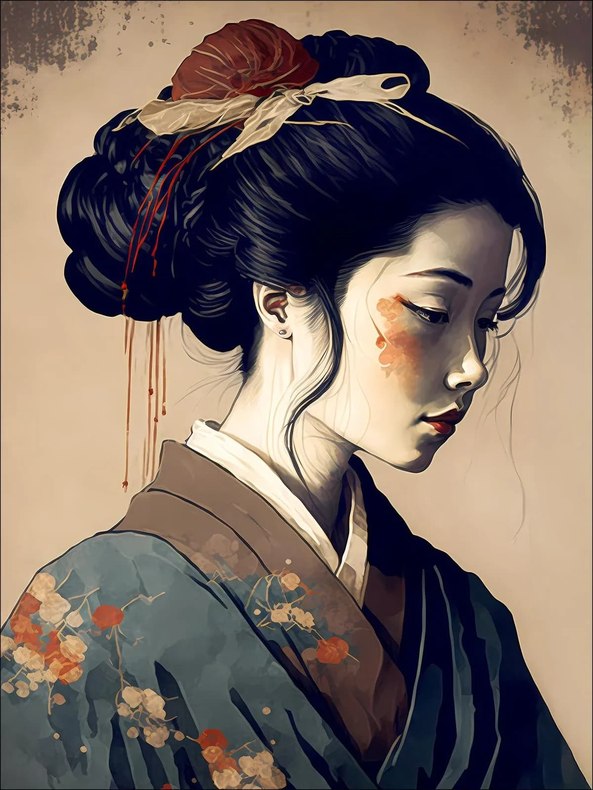 Keilrahmenbild GEISHA II Kunstdruck auf Spannrahmen Mehrfarbig