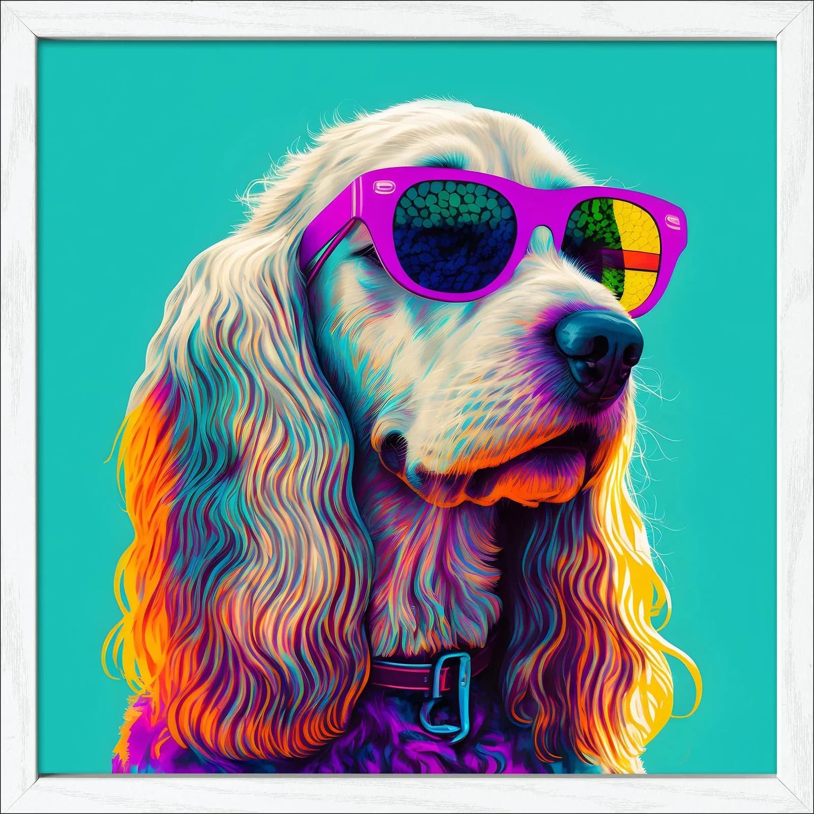 Gerahmtes Bild Hund mit Sonnenbrille Pro Art