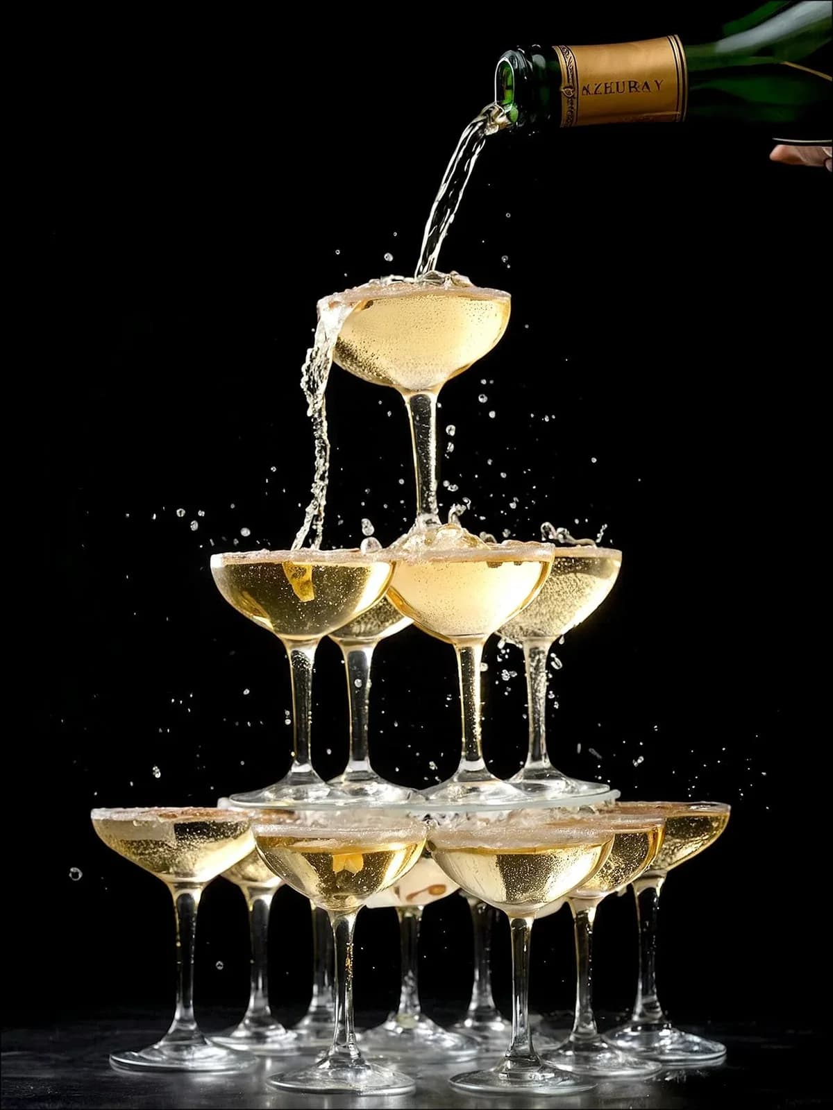 Glasbild CHAMPAGNERTOWER Mehrfarbig