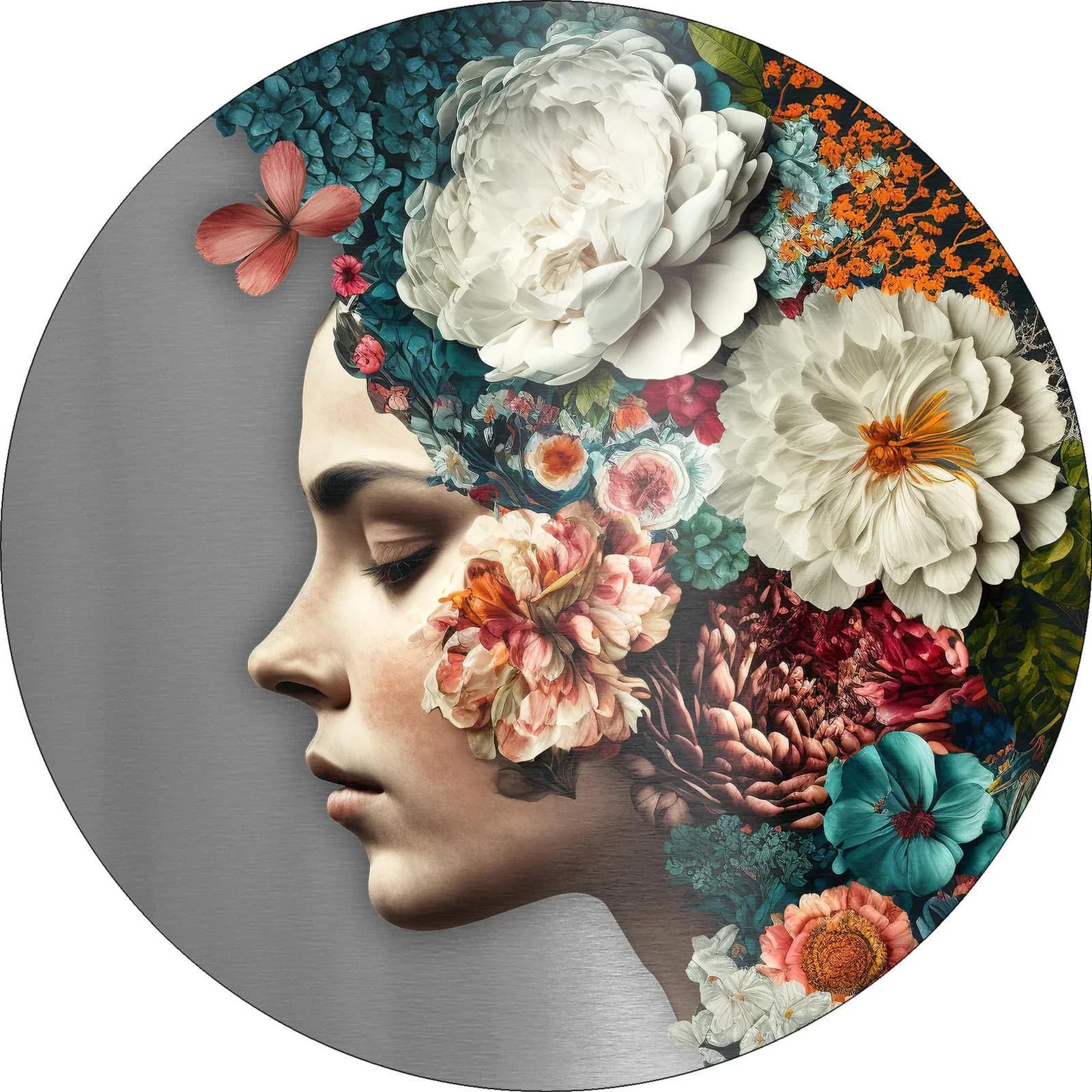 Pro Art Aludibondbild FLOWERS ON HER HEAD II Mehrfarbig