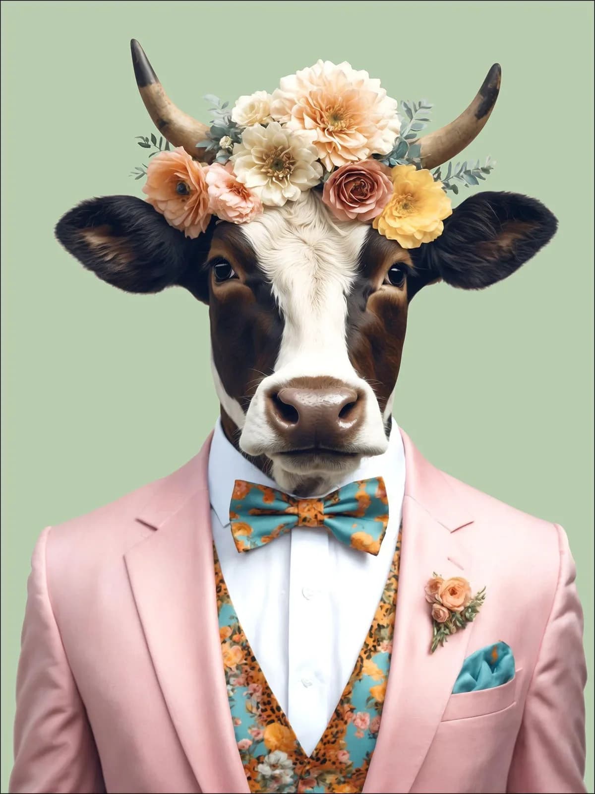 Keilrahmenbild CRAZY COW Kunstdruck auf Spannrahmen